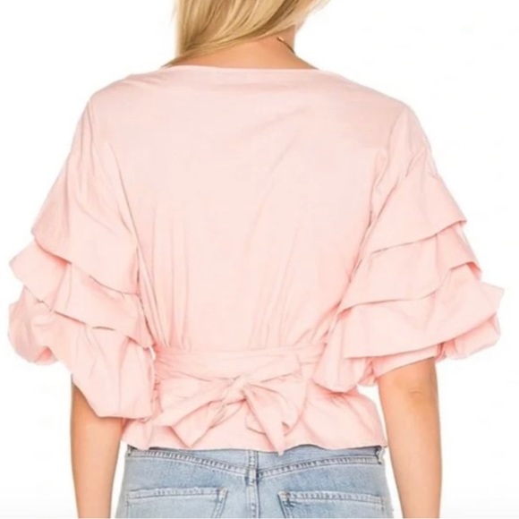 Wrap Top off shoulder in salmon pink - Picture 8 of 8